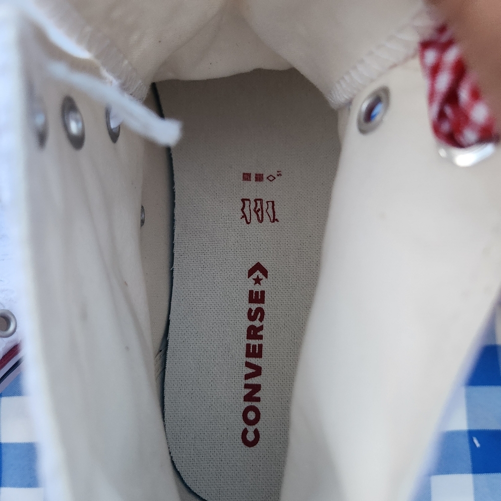 Converse All Star Chuck Taylor White and Red High-Top Sneakers - Picture 5 of 8